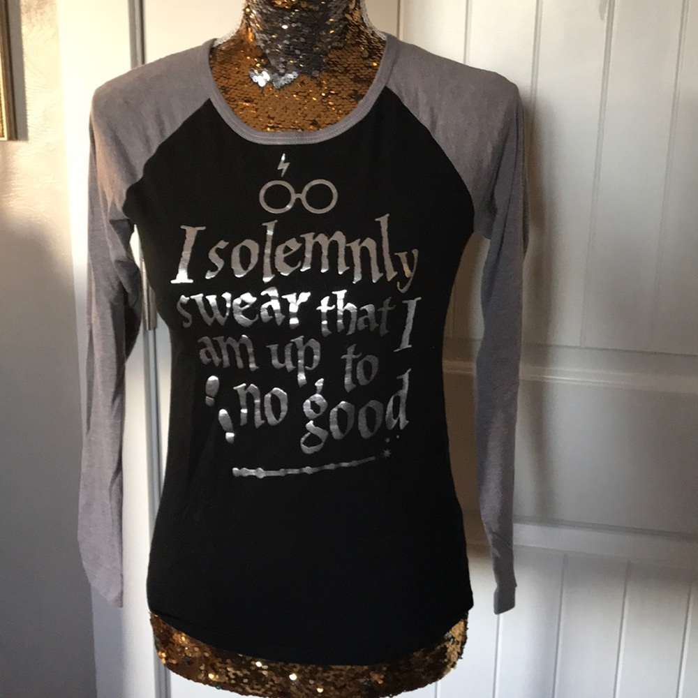 Harry Potter size XL Black & Grey long sleeve top - Picture 1 of 4